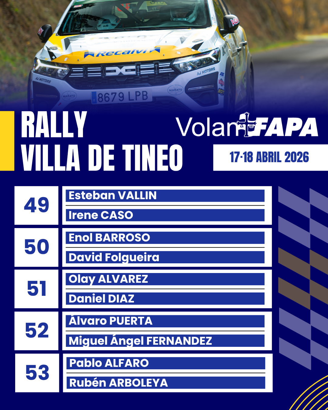 El Volan FAPA 2026 Arranca en el Rally Villa de Tineo.