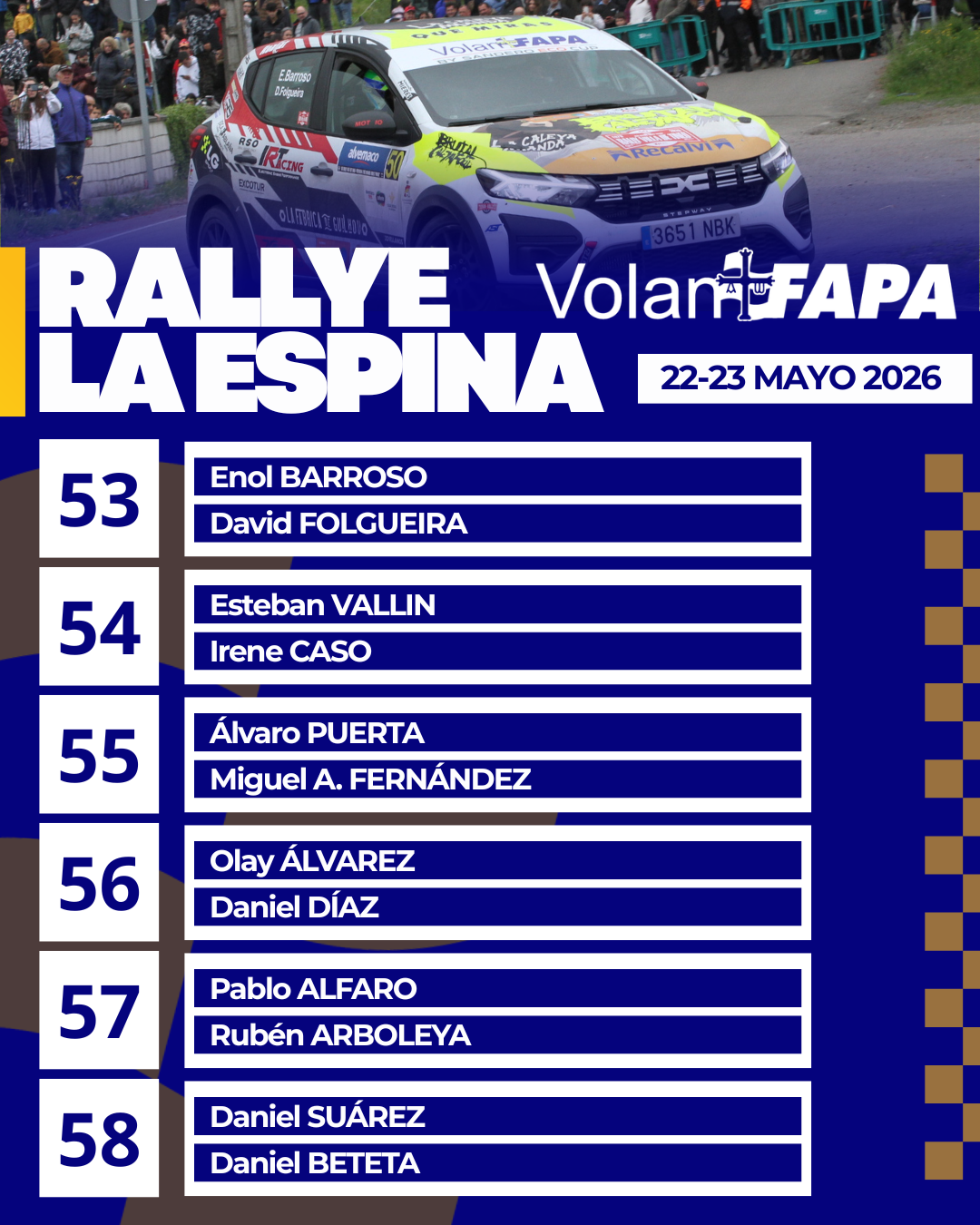 El Volan FAPA ruge de nuevo: Definida la lista de aspirantes para el VIII Rallye La Espina