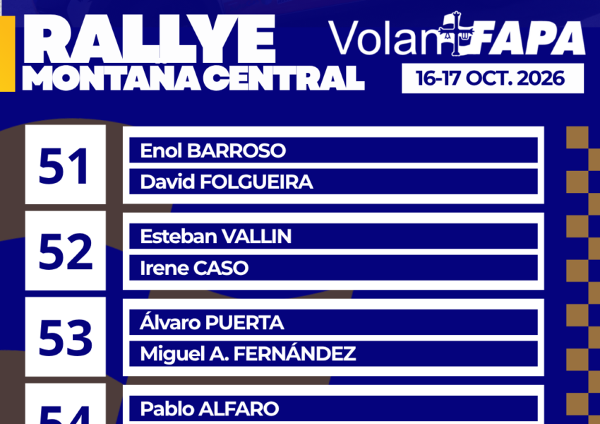 Confirmada la nómina de participantes para el Rallye Montaña Central.